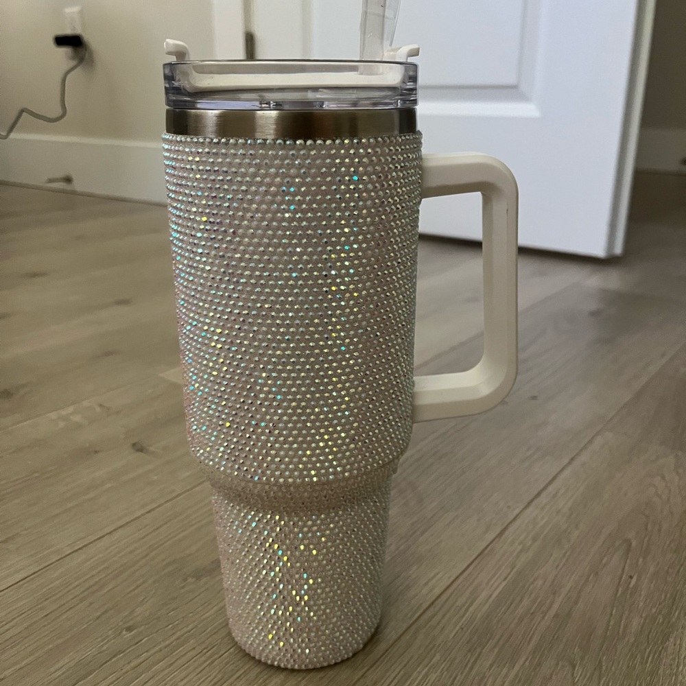 White rhinestone tumbler